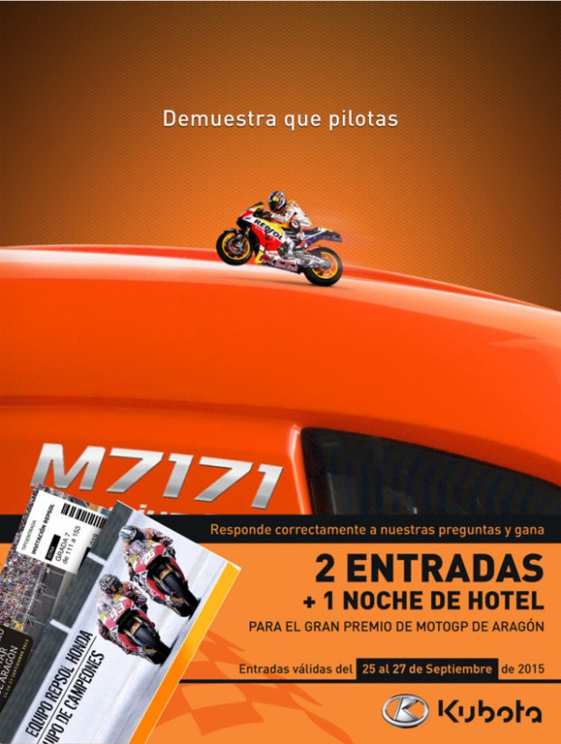 Demuestra que eres fan de Kubota y consigue dos entradas para moto GP