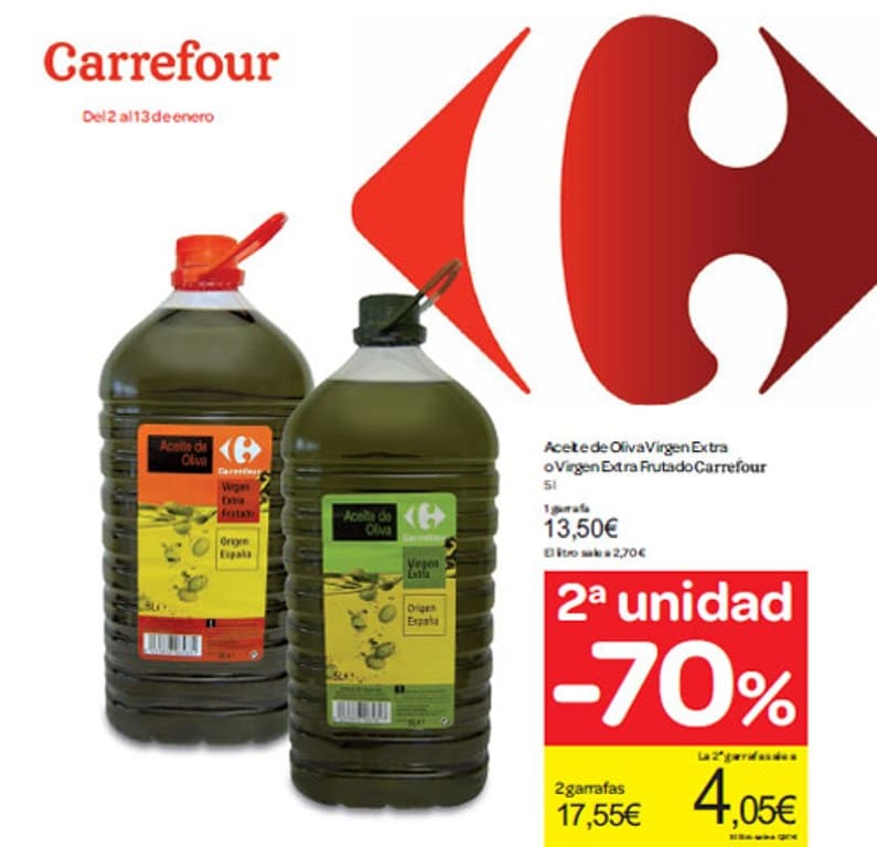 Extremadura multa a Carrefour por venta a pérdidas de aceite de oliva