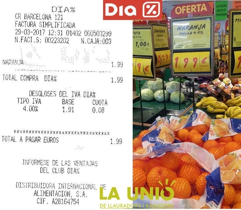 La Unión de Llauradors denuncia de nuevo ventas de naranjas a precios “reventados” en Alcampo y DIA