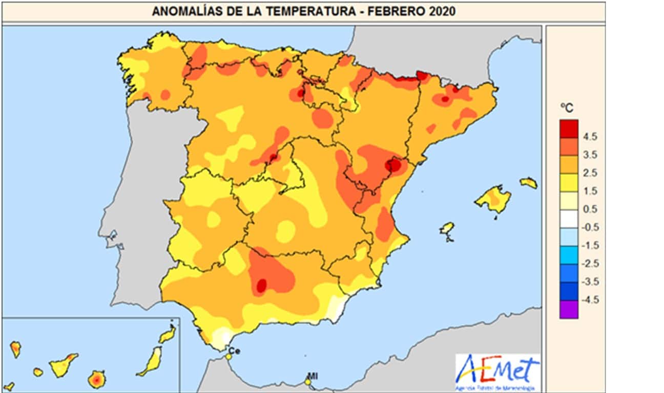 Febrero el más cálido y seco en España de los últimos 55 años