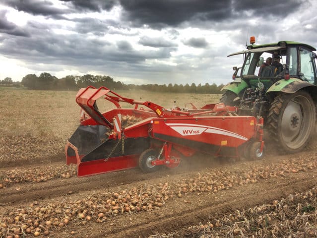 Grimme presenta su nueva hileradora de hortalizas