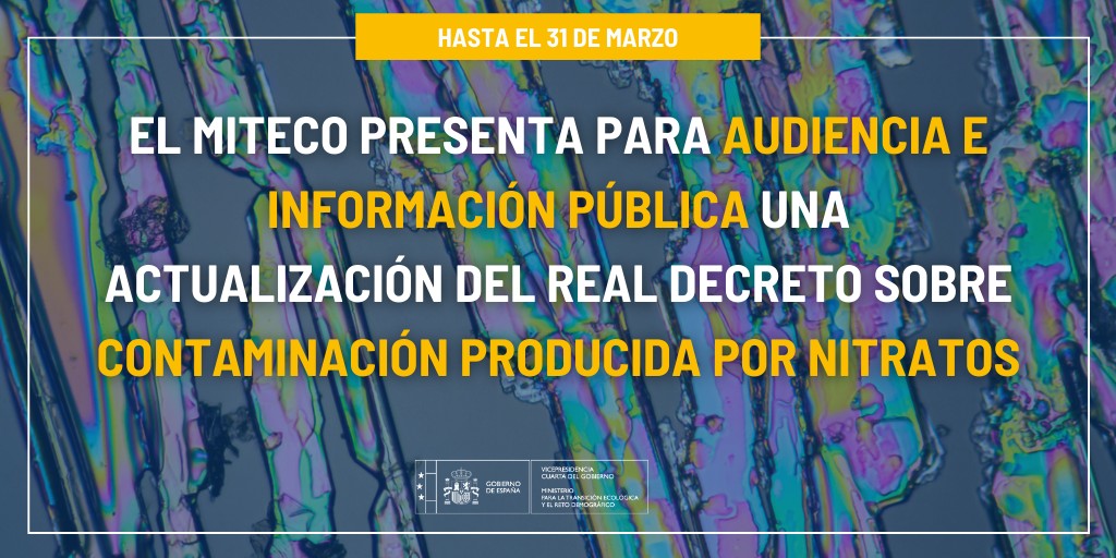 El Miterd actualizará el RD sobre contaminación producida por nitratos de origen agrícola