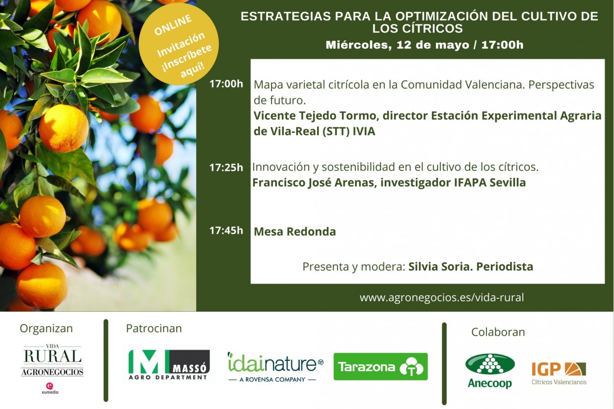 Vida Rural celebra el 12 de mayo un webinar sobre estrategias para la optimización del cultivo de los cítricos