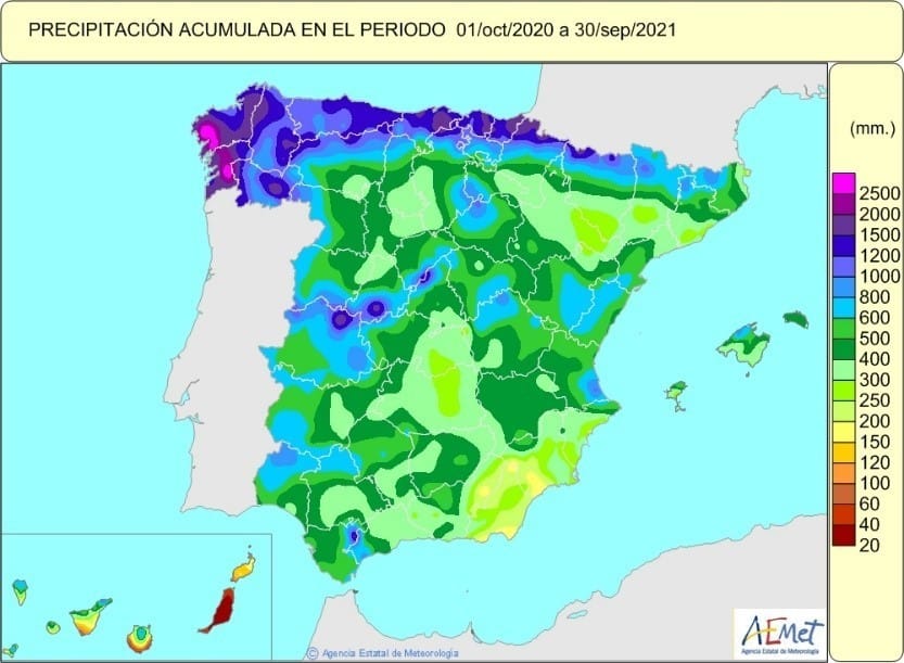 Un mes de septiembre muy húmedo cierra un año hidrológico normal en lluvias