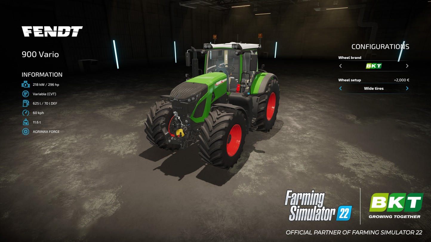 Cinco neumáticos BKT en el Farming Simulator 22
