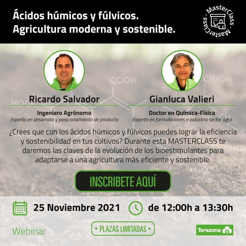 Tarazona organiza un webinar sobre ácidos húmicos y fúlvicos para una agricultura moderna y sostenible