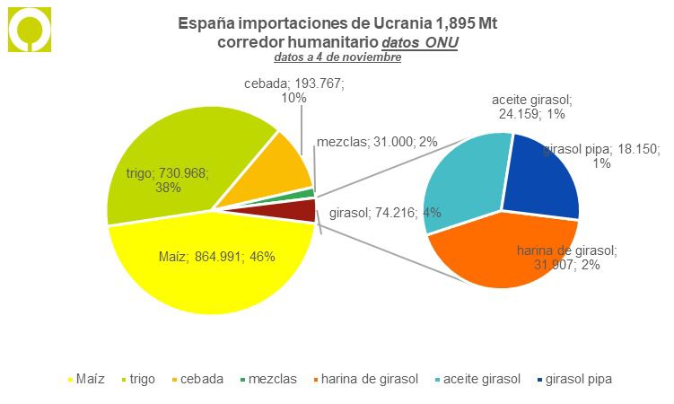 España ha importado ya unos 2 Mt de cereales y girasol de Ucrania a través del “corredor humanitario”