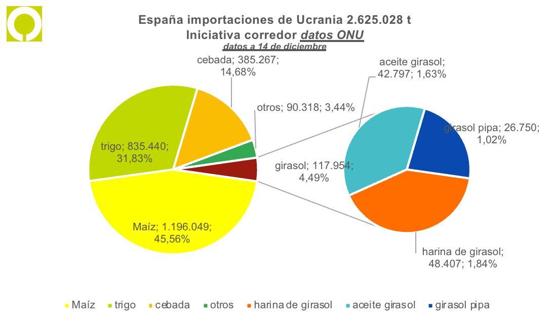 España importó ya 2,63 Mt de cereales y oleaginosas de Ucrania a través del corredor marítimo del Mar Negro