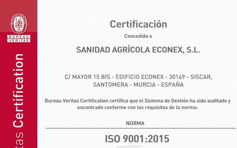 Econex se certifica de nuevo bajo la norma ISO 9001:2015