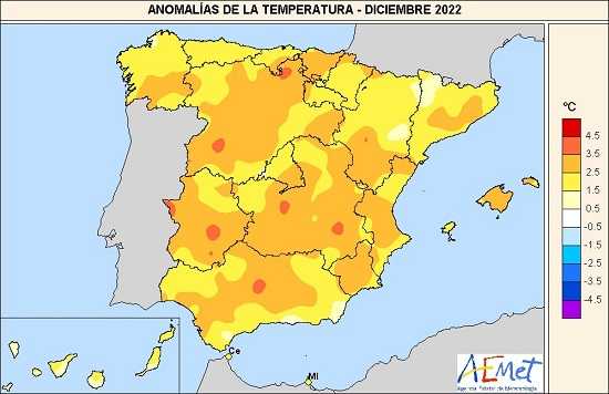 El pasado mes de diciembre, el más cálido de España desde hace más de 60 años