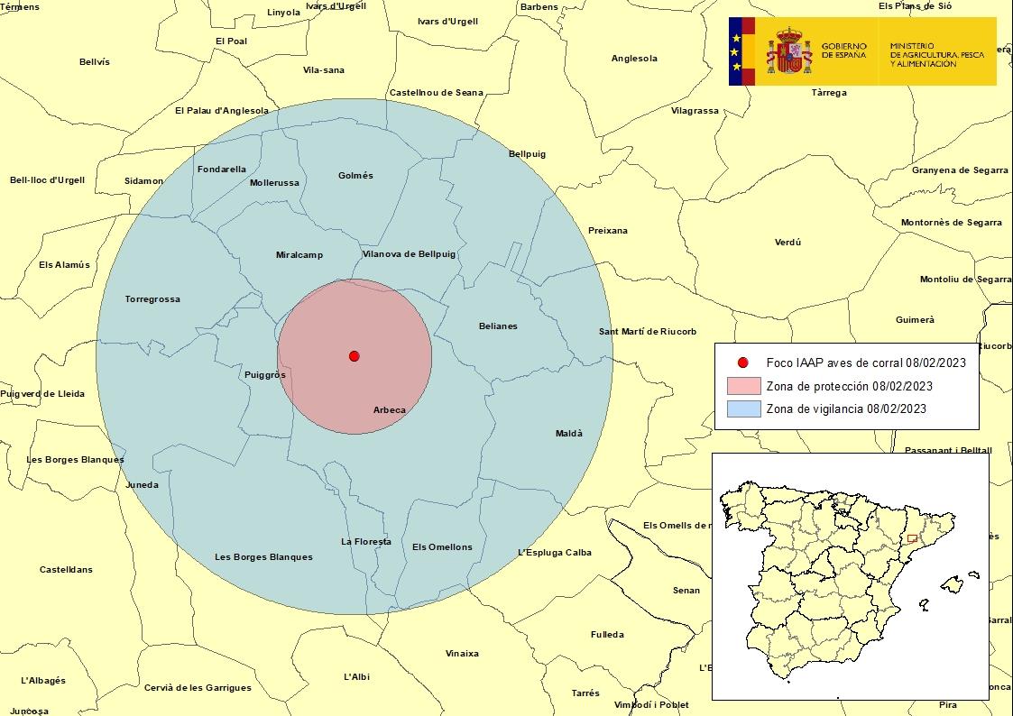 Notificado un foco de gripe aviar en una granja de pavos del municipio de Arbeca en Lleida