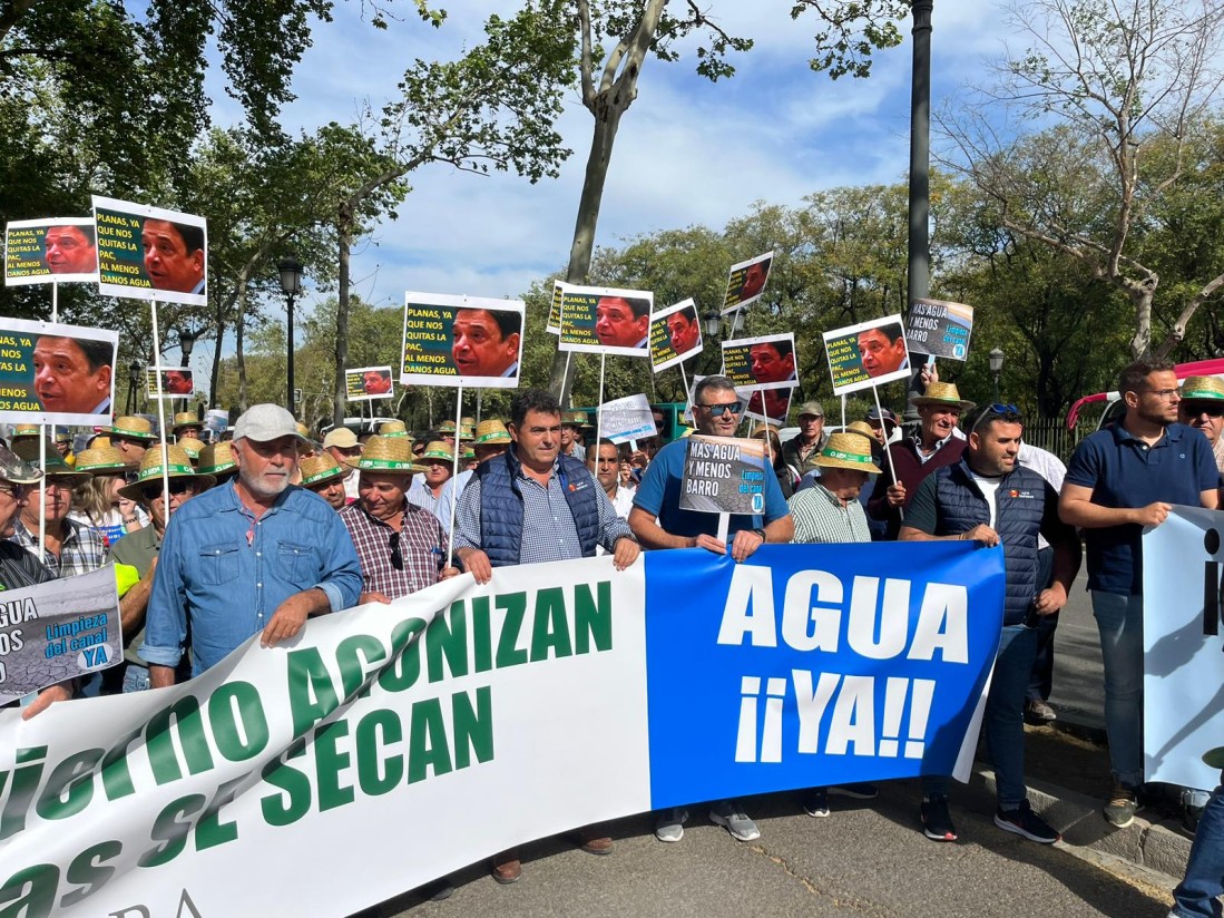 Medio millar de agricultores cordobeses piden en Sevilla el adelanto de la campaña de riego