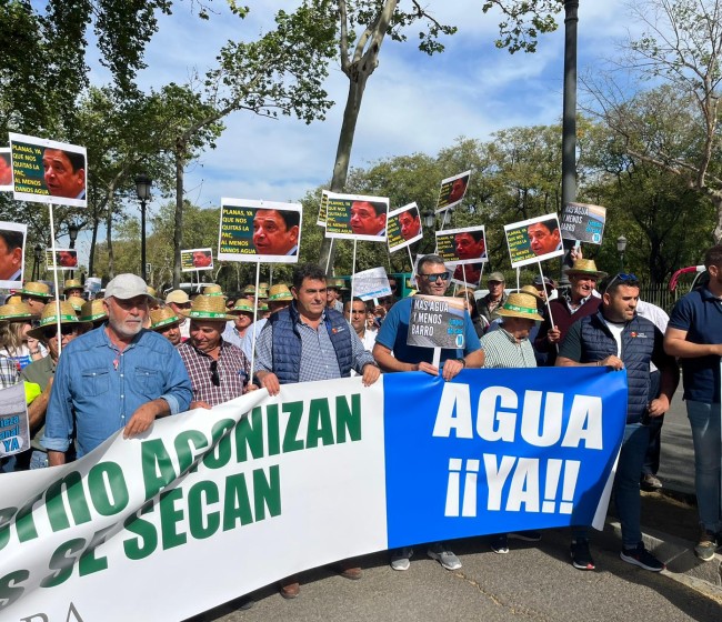 Medio millar de agricultores cordobeses piden en Sevilla el adelanto de la campaña de riego