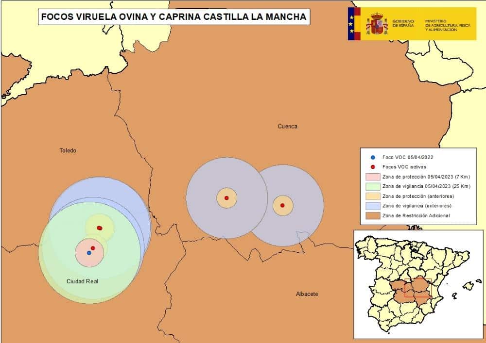 Sexta explotación de ovino-caprino afectada por la enfermedad de la VOC en Alcázar de San Juan, Ciudad Real