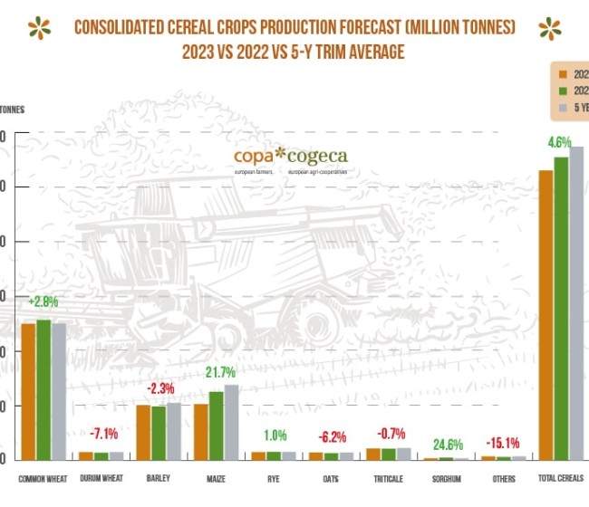 El COPA-Cogeca prevé más producción de cereales y oleo-proteaginosas en la UE-27 pese a la grave sequía ibérica