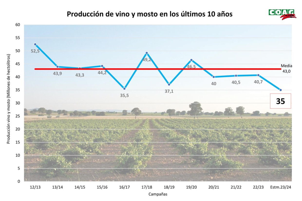 COAG calcula pérdidas de entre 900 y 1.200 €/ha por los bajos precios de la uva de vinificación