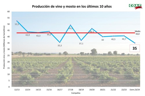 COAG calcula pérdidas de entre 900 y 1.200 €/ha por los bajos precios de la uva de vinificación