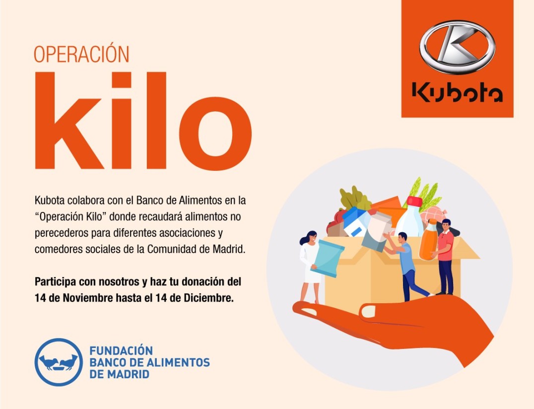 Kubota España pone en marcha la campaña de recogida de alimentos «Operación Kilo»