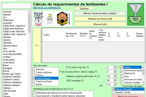 El MAPA adopta FertiliCalc como método de referencia para el cálculo de las necesidades de nutrientes y fertilizantes