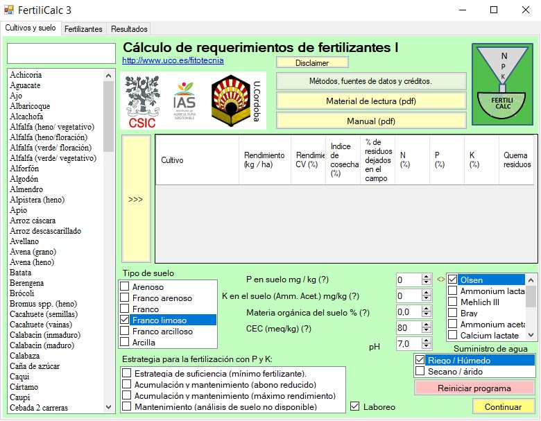 El MAPA adopta FertiliCalc como método de referencia para el cálculo de las necesidades de nutrientes y fertilizantes