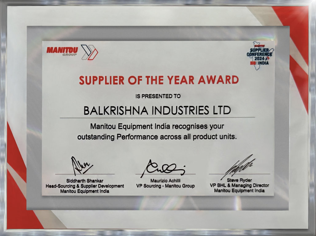 BKT, Premio al Proveedor del Año de Manitou India