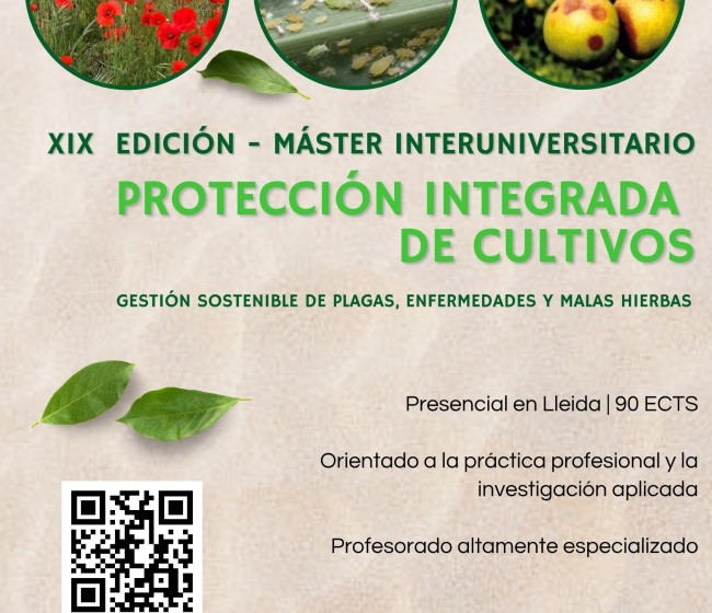 Abierta la preinscripción del Máster en Protección Integrada de Cultivos